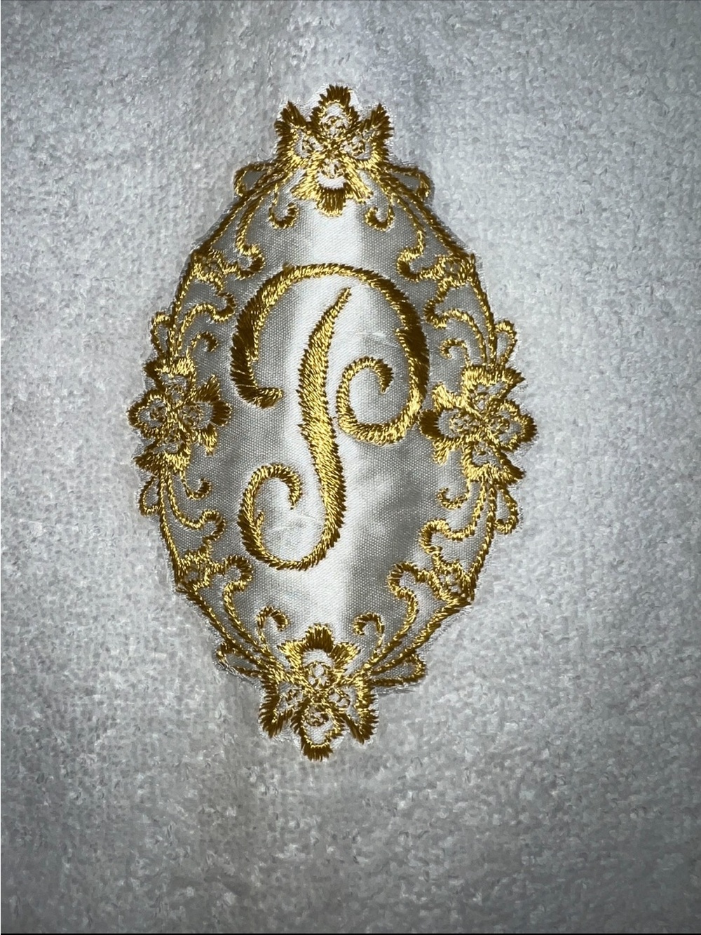 New Vintage 1960s Cannon White Towel Monogram Gold “P” Fringed Ends Bath